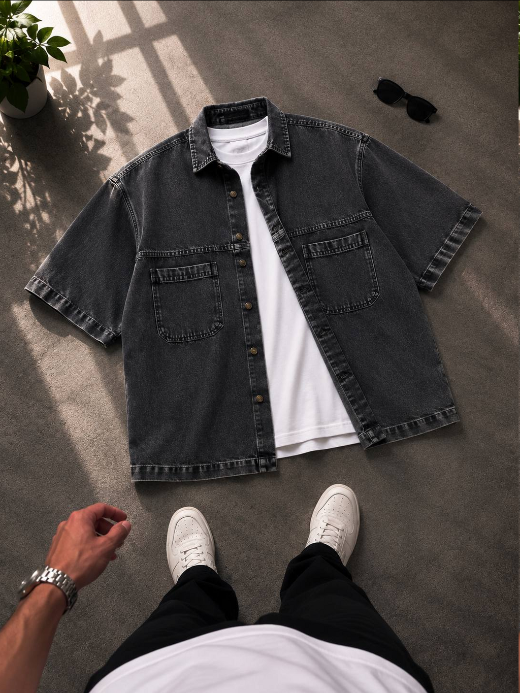 Denim ShirShort Sleeves Shirts - Loose fit