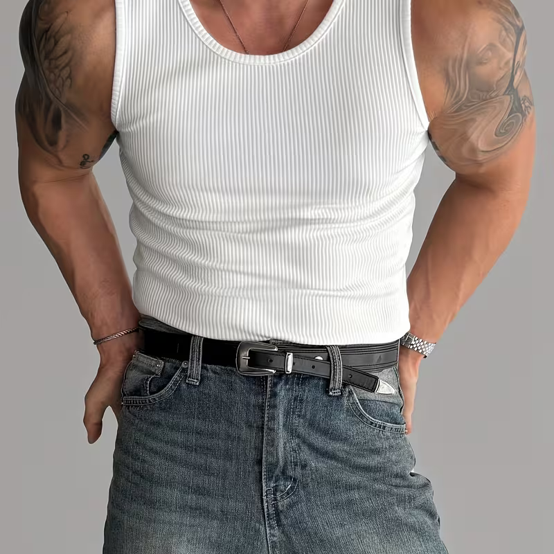 Ribbed Tank Top White - Front
