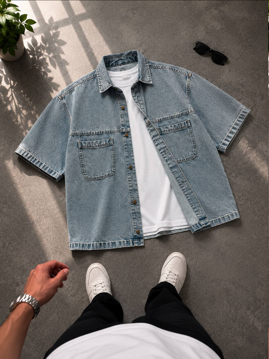 Denim ShirShort Sleeves Shirts - Loose fit