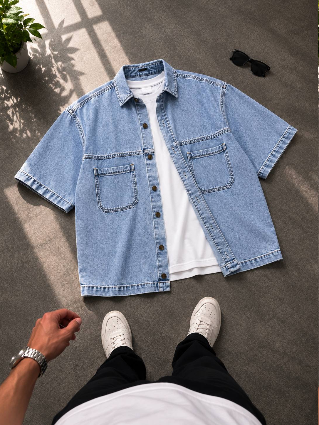 Denim ShirShort Sleeves Shirts - Loose fit